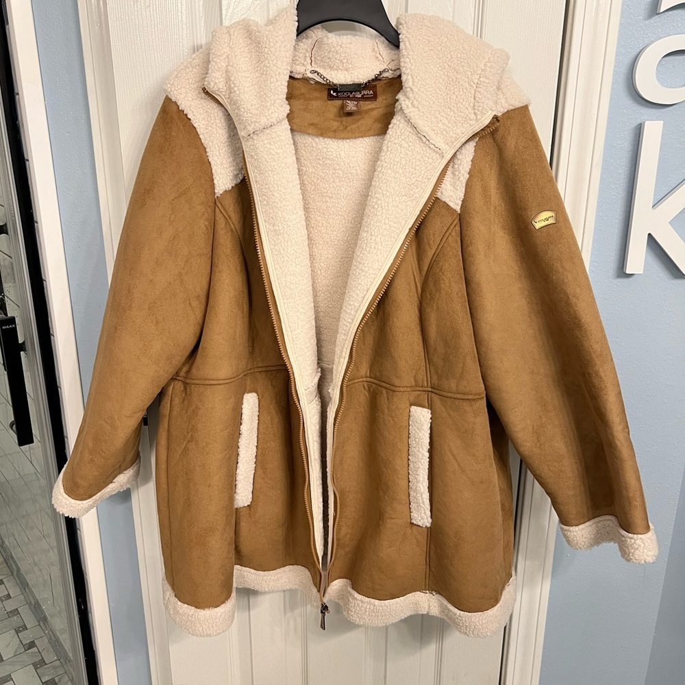 Koolaburra Tan Shearling-Lined Hooded Coat
